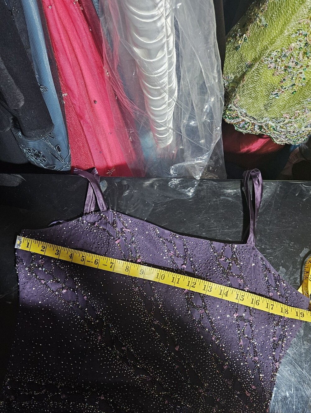 Sparkling Dark Brown/purple Maxi Dress. Ombre Long Train. Size 12 - Picture 10 of 10